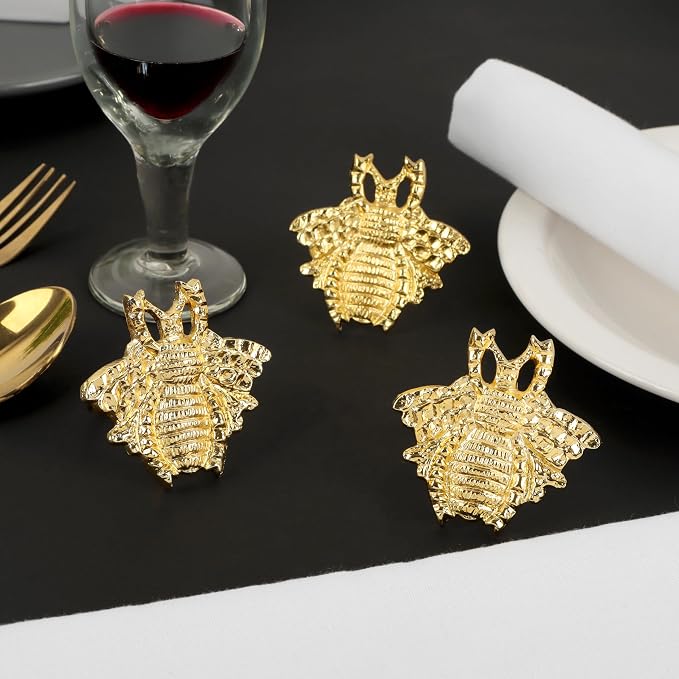 ALPHA Living HOME 12 Pcs Modern Bee Napkin Rings - Image 3