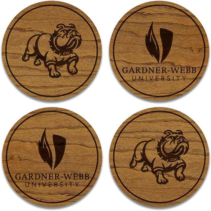 LazerEdge Gardner-Webb Bulldogs Wooden Coaster Set - Cherry Wood - Officially Licensed Product - 4-Pack