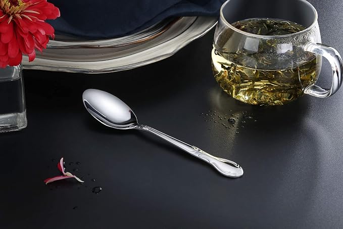 New Star Foodservice Rose Pattern 18/0 Stainless Steel Teaspoon, Commercial - Image 4