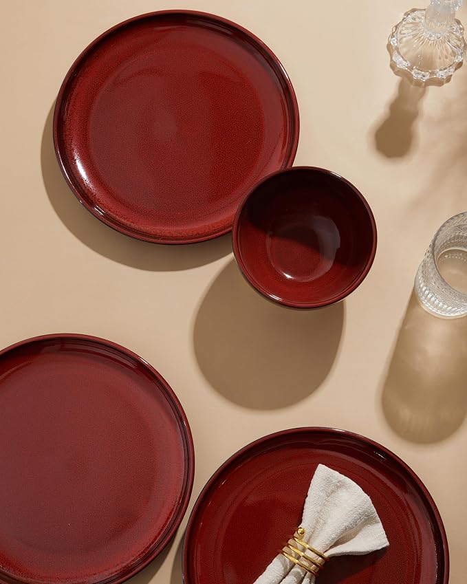 Santorini Mist Terracotta Reactive Glaze Plates and Bowls Sets, Stoneware - Image 7
