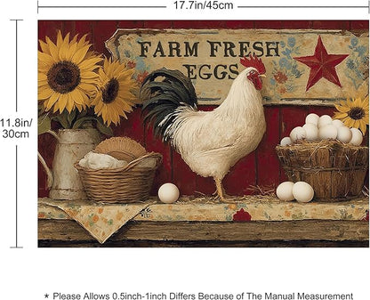 Vintage Rooster Placemats Set of 4 Washable Table Place Mats for Dining Kitchen Party Decor