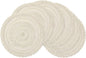 SHACOS Round Placemats Set of 6 Boho Braided Bordered Placemats 15 inch for Dining Tables Wedding Holiday Party (Ivory Bordered, 6)