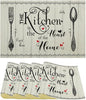 Retro Farmhouse Placemat Set, Minimal Black White Rustic Plank Art Sketch Cutlery Knife Fork Inspirational Quotes Pattern Home Decor Linen Table Mats for Dining Room Kitchen Party (17x12in) x4P