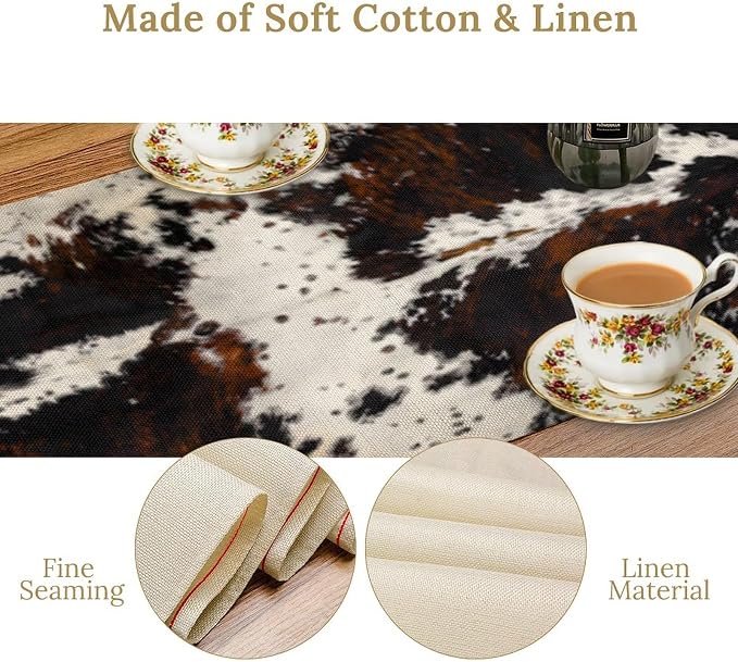 Cow Print Table Runner, 13x108 Inch - Image 6