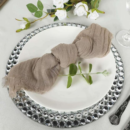 Efavormart 5 Pack 24"x19" Natural Matte Gauze Cheesecloth Napkins, Scandi-Boho - Image 2