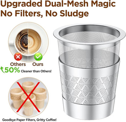 CAPMESSO Reusable K Cups for Keurig: NO Grit Stainless Steel Coffee Pod 4PC | - Image 3