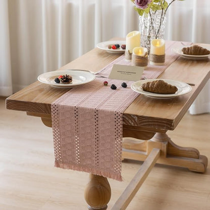 Keketoarrange Boho Macrame Table Runner 12x36 Inch | Woven Burlap Rustic Runner - Image 6