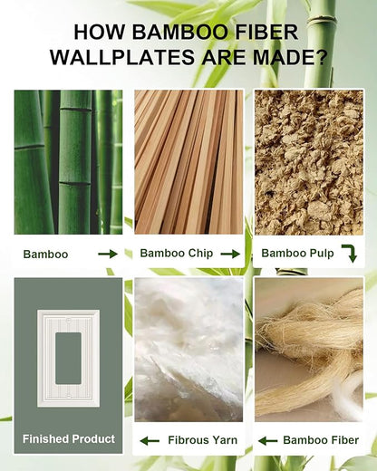 4-Pack Classic Beadboard Decorator Wall Plate Cover, Light Almond Decorative Switch Plates and Outlet Covers, Durable Natural Bamboo Fiber Wall Plates for Electrical Outlets, Receptacle, GFCI Outlet