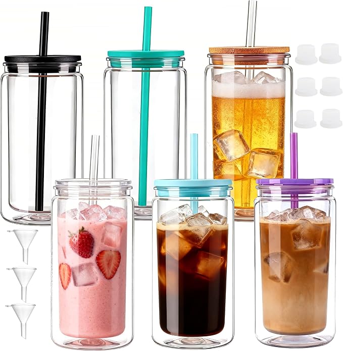6 Pack Snow Globe Tumbler, Double Wall Plastic Reusable Cups by Alohastarttg