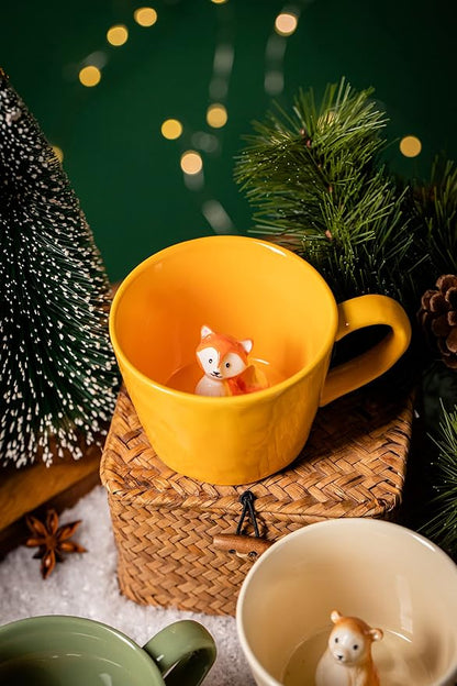DIHOclub Fox Ceramic Cup Hidden 3D Animal Inside Mug, Cute Cartoon Handmade - Image 3