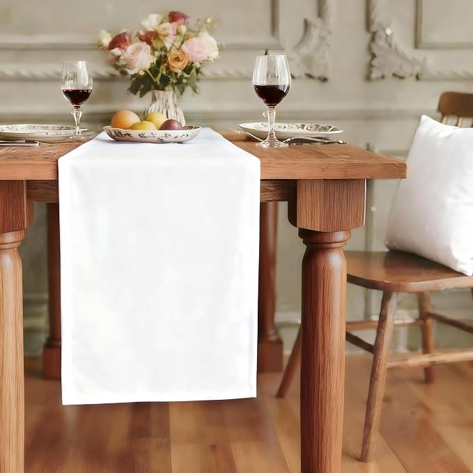 FOLINS&HOME White Waterproof Decorative Table Runner 72 Inches Long | 210GSM by FOLINSHOME