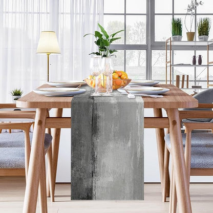 Emvency Table Runner, 13x72 Inch, Abstract Farmhouse Painting | Art Grey Dining - Image 7