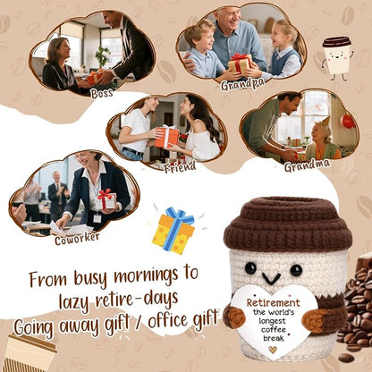 Retirement Gifts for Women Men, Farewell Gift Positive Crochet Coffee Cup | - Image 6