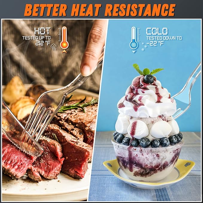 Dipoo 7.1" Clear Plastic Forks Heavy Duty - Image 3