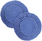 Coomin Boho Coasters for Drinks, Handmade 7.4in, 2p Light Blue | Woven by COOMIN