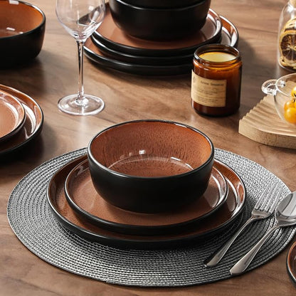 vancasso Plates and Bowls Sets, 24 Pieces Stoneware Dinnerware Sets - Image 8