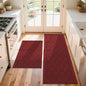COSY HOMEER 60x24Inch/35X24Inch Kitchen Rugs Sets Non-Slip Washable Kitchen Mats for Floor Polypropylene Absorbent Kitchen Runner for Kitchen Sink Hallway Entryway(Red)