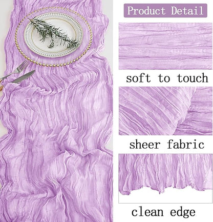 4 Pack Lavender Cheesecloth Table Runner 20 x 120 inch Gauze Table Runners 10 - Image 3
