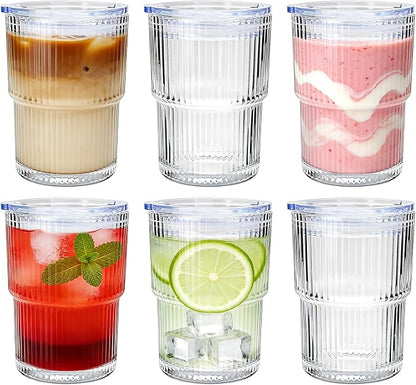 6 Pack 13oz Ripple Drinking Glasses by Woaiwo-q