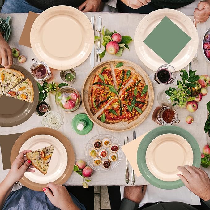 60Pcs Woodland Plates and Napkins Party Supplies, Serves 20 | Sage Green and - Image 6