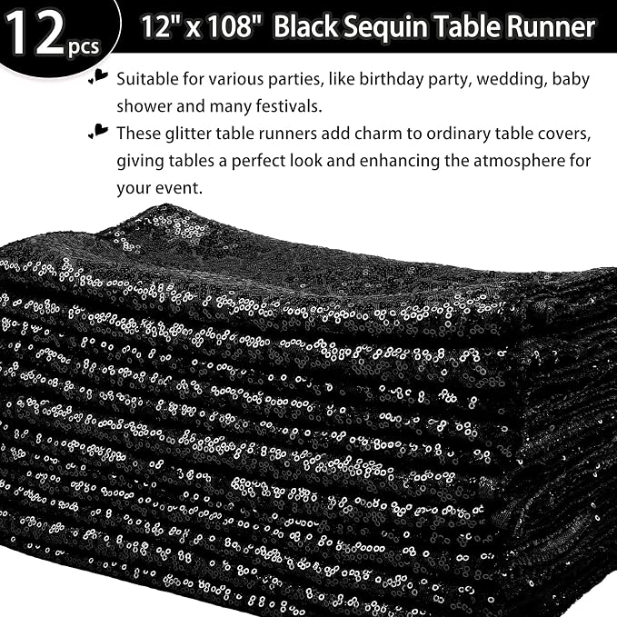 12 Packs Sequin Table Runner Glitter Dining Table Runner - Image 2