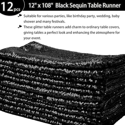 12 Packs Sequin Table Runner Glitter Dining Table Runner - Image 2