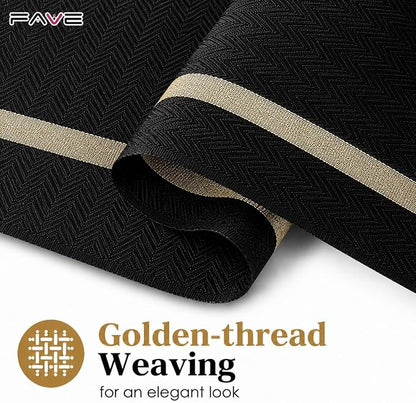 FAVE Woven Vinyl Table Runner Black Table Runner Woven - Image 5