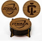 LazerEdge Ithaca Bombers Wooden Coaster Set - Cherry Wood - Officially Licensed Product - 4-Pack