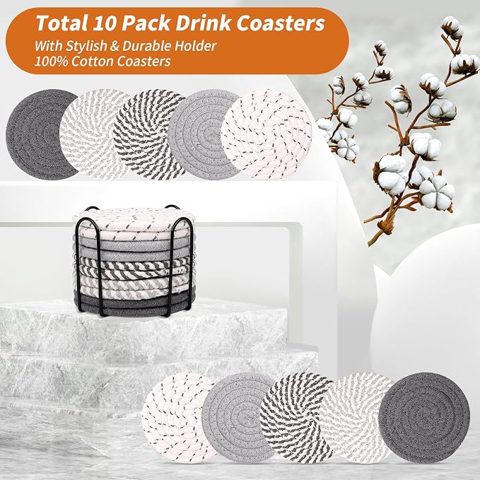 10 Pcs Round Cotton Coasters - Image 2
