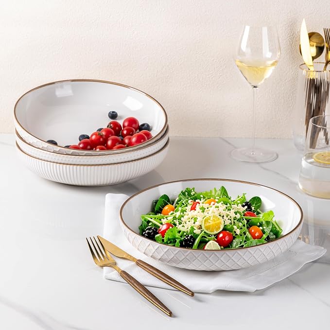 GBHOME 9.5'' Large Pasta Bowls, 42 Ounce Stoneware Salad Bowls - Image 3