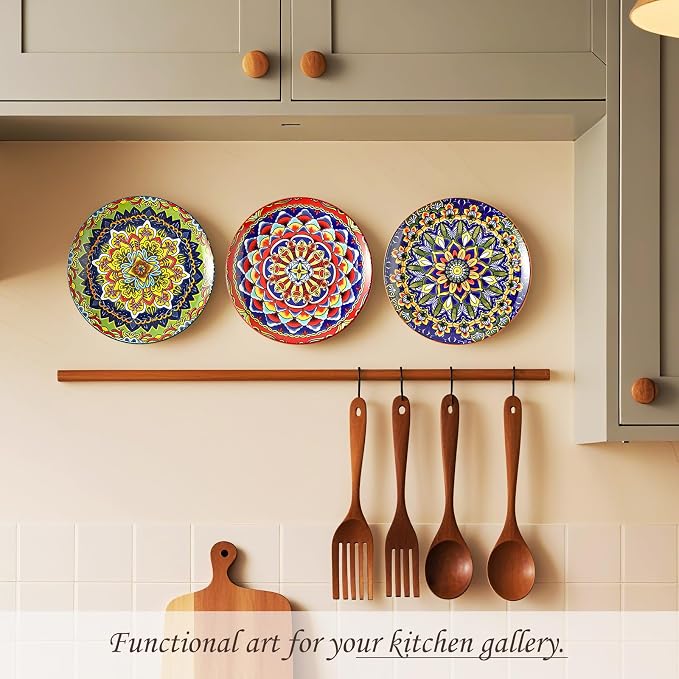 Colorful Ceramic Plate Set of 6 – 8.7 Inch Bohemian Porcelain Plates - Image 7