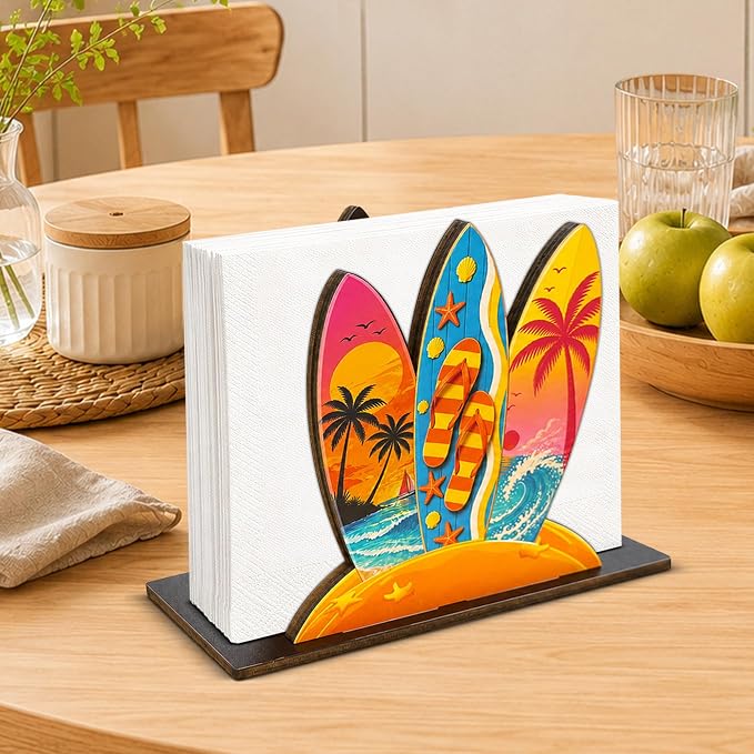 Surfboard Decor Wood Napkin Holder - Image 3