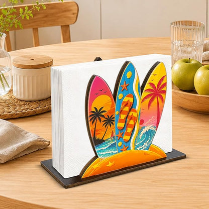 Surfboard Decor Wood Napkin Holder - Image 3