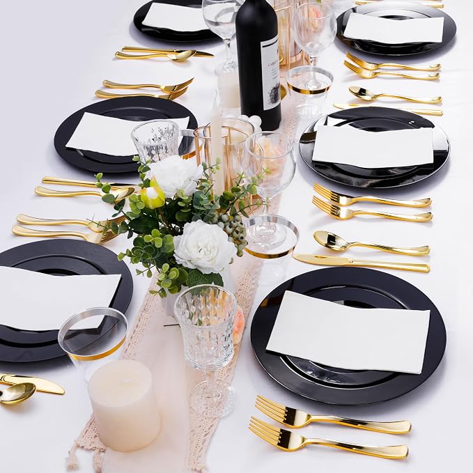 Bestluck 100PCS Black Plastic Dessert Plates 7inch - Image 7