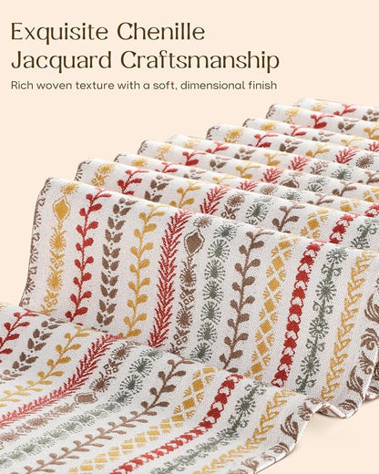 13"x 72" Jacquard Woven Chenille Table Runner, Colorful Stripe | Exquisite - Image 3
