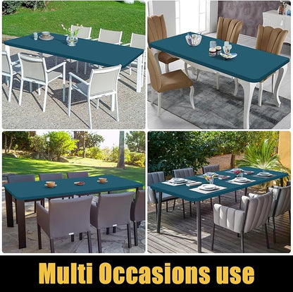 Smiry Rectangle Picnic Table Cloth, Waterproof Elastic Fitted Tablecloths for 4 Foot Tables, Washable Polyester Table Cover for Camping, Indoor and Outdoor (Peacock Blue, 30"x48")