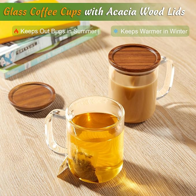 DRASTAR Glass Coffee Cups, 12 oz Clear Coffee Mugs - Image 4