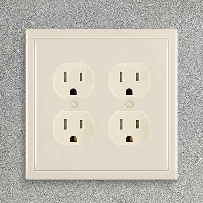 Henne Bery Modern Edge Decorative Wall Plate Switch Plate Outlet Cover, Durable Solid Zinc Alloy (Double Duplex, Light Almond)