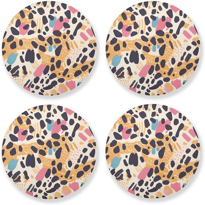 Abstract Leopard Cheetah Skin Shapes Coasters by KLL