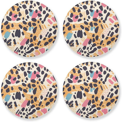 Abstract Leopard Cheetah Skin Shapes Coasters by KLL