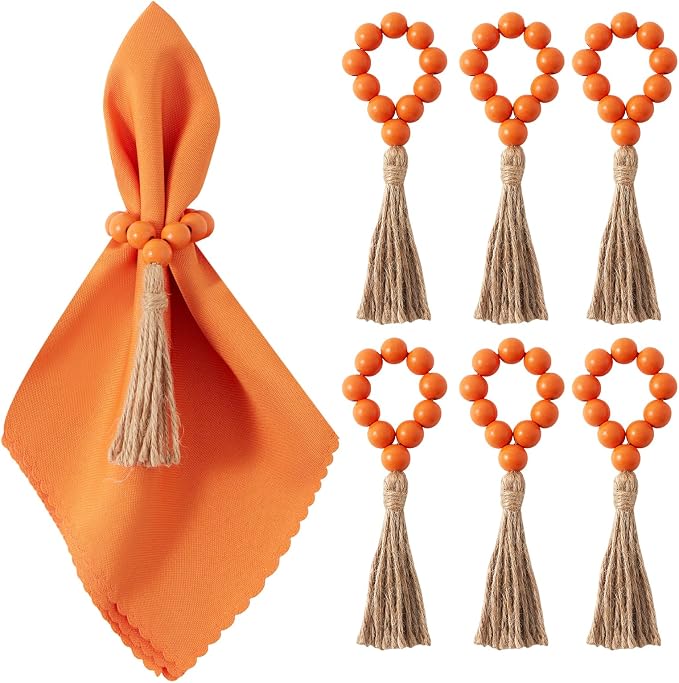 APTWOW Napkin Rings Set of 6, Thanksgiving Farmhouse Napkins Rings by APTWOW