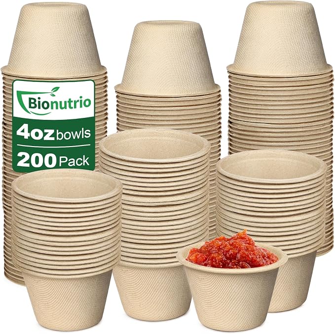 4 oz Small Disposable Bowls, 200 Pack Mini Paper Bowls | Eco-friendly by HOME