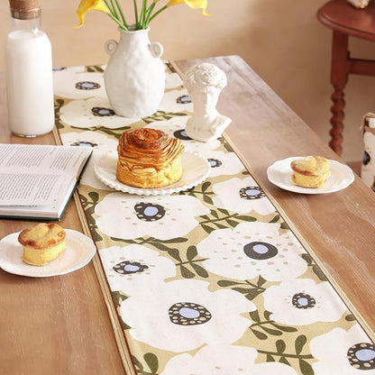 bilin gaier Designer French Linen Small Table Runner, Floral Pattern, Dining - Image 7
