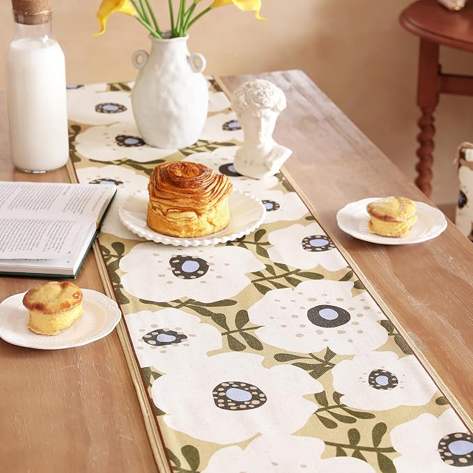 bilin gaier Designer French Linen Table Runner, Floral Pattern, Dining Table - Image 7