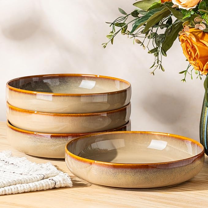 8.5" Ceramic Pasta Bowls Set of 4, Salad Bowls | Versatile Serving Bowls by TheTerra