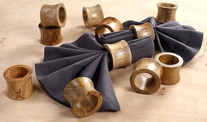 ALPHA Living HOME Rustic Wooden Napkin Rings Set of 12 - Handmade Natural Wood Napkin Holders for Table Decor, Farmhouse Dining, Weddings, Holidays, Parties, Everyday Use, Elegant (Brown