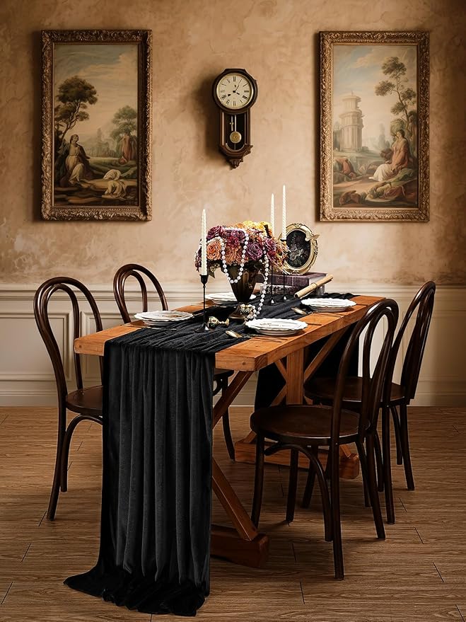 Black Velvet Table Runner 29x120 Inch Luxury Retro Halloween Runners | 5 Pieces - Image 5