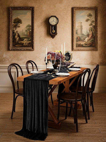 Black Velvet Table Runner 29x120 Inch Luxury Retro Halloween Runners | 5 Pieces - Image 5