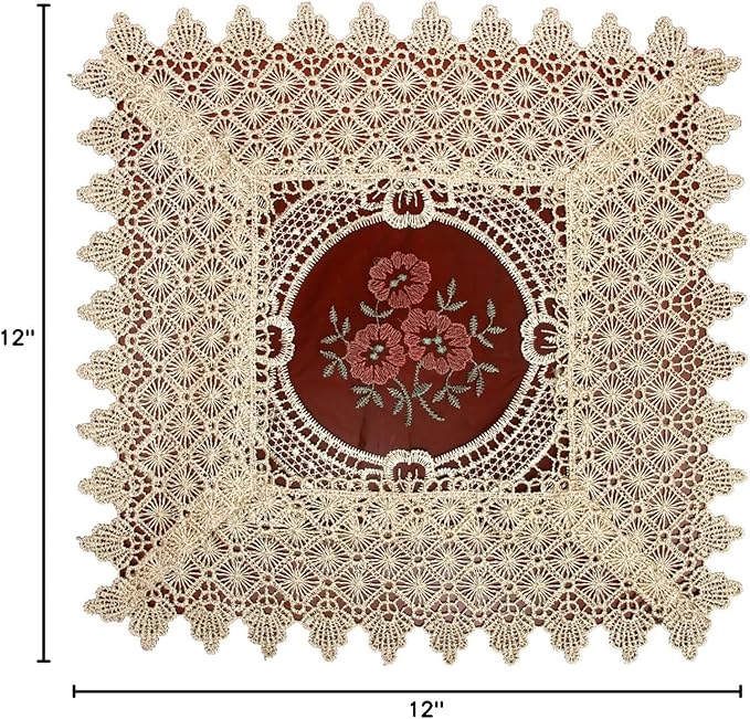 Set of 4 Small Mini Lace Table Doilies Square 12 inch, Victorian Style and - Image 5