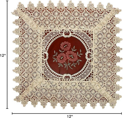 Set of 4 Small Mini Lace Table Doilies Square 12 inch, Victorian Style and - Image 5
